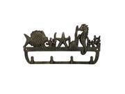 Handcrafted Model Ships G 54 707 GOLD 12 in. Cast Iron Wall Mounted Seahorse And Fish Hooks Rustic Gold