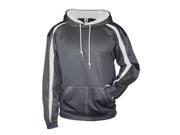 Badger 1467 Fusion Colorblock Polyester Fleece Hooded Pullover Carbon and White Medium