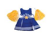 Fibre Craft 5487FS Springfield Collection Cheerleader Outfit Blue and White Uniform W Yellow Pom Poms