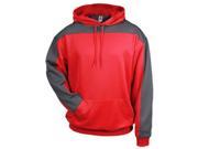 Badger 1466 Performance Polyester Defender Hoodie Red and Graphite Small