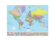 Universal Map 29183 Advanced Political World Laminated Rolled Map 48 x 36 in.