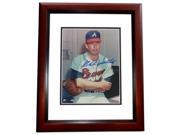 8 x 10 in. Eddie Mathews Autographed Atlanta Braves Photo Deceased Hall of Famer Mahogany Custom Frame