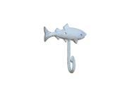 Handcrafted Model Ships K 0573 W 6 in. Cast Iron Fish Key Hook Whitewashed