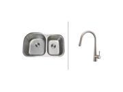Ruvati RVC2533 Stainless Steel Kitchen Sink and Stainless Steel Faucet Set