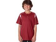 Badger 2937 Youth Pro Placket Henley T Shirt Cardinal White Small