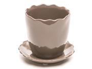 Deroma 5700600B 5.1 in. Ceramic Kaula Bud Planter With Attached Saucer Brown Pack Of 6