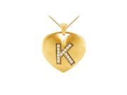 Fine Jewelry Vault UBPDH472Y14DK Heart initial K diamond pendant in 14k yellow gold 0.15 carat diamonds