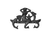 Handcrafted Model Ships G 54 755 SILVER 9 in. Cast Iron Wall Mounted Mermaid With Dolphin Hooks Rustic Silver
