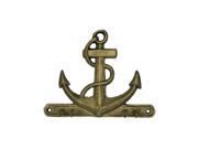Handcrafted Model Ships K 717 gold 8 in. Cast Iron Anchor With Hooks Rustic Gold