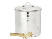 Old Dutch International 976 Hammered Stainless Steel Ice Bucket with Liner Tongs 3 Quart