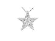 Fine Jewelry Vault UBPD2365AGCZ Rhodium Treated 925 Sterling silver Star Pendant with Cubic Zirconia 1 Carat TGW