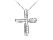 Fine Jewelry Vault UBNPD30739AGCZ April Birthstone Cubic Zirconia Loop Cross Pendant in 925 Sterling Silver