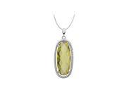 Fine Jewelry Vault UBPDS85647AGLQ 925 Sterling Silver Rope Design Oval with 25 x10 mm. Lemon Quartz Pendant in 18 in.