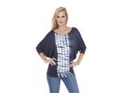 White Mark Universal 124L Navy XL Womens Banded Dolman Tie Dye Top Extra Large