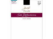 Barely Black Silk Reflections Plus Sheer Control Top Enhanced Toe Pantyhose Size 6P