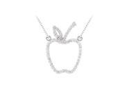 Fine Jewelry Vault UBPDS85842AGCZ 0.25 carat Cubic Zirconia Designer inspired Apple Necklace in Sterling Silver