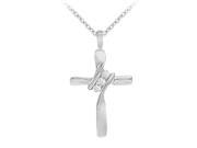 Fine Jewelry Vault UBNPD30900AGCZ April Birthstone Cubic Zirconia Cross Pendant in 925 Sterling Silver
