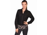 Scully PSL 012 BLK L Female Cantina Lace Stripe Ruffled Long Sleeve Western Blouse Black Large