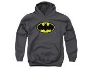 Trevco Batman Pixel Symbol Youth Pull Over Hoodie Charcoal Extra Large