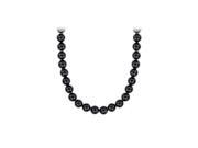 Fine Jewelry Vault UBNKV22AGBOX16 16 in. Long Necklace with Black Onyx 10 mm. in Rhodium Treated Sterling Silver