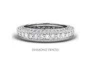 Diamond Traces UD EWB457 7699 18K White Gold Pave Setting 2.20 Carat Total Natural Diamonds Vintage with Milgrain Eternity Ring