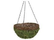 Panacea 83558 14 in. Green Natural Moss Wicker Round Hanging Basket