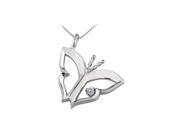 Fine Jewelry Vault UBPDS83895W14D Butterfly Pendant Necklace with Diamond in 14kt White Gold 0.15 CT TDW