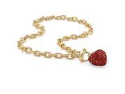 PalmBeach Jewelry 5285501 Crystal Heart Charm Birthstone Toggle Necklace in Yellow Gold Tone January Simulated Garnet