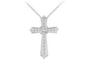 Fine Jewelry Vault UBNPD30309AGCZ April Birthstone Cubic Zirconia Cross Pendant in 925 Sterling Silver