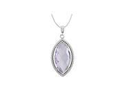 Fine Jewelry Vault UBPDS85645AGRFQ Rope Style Sterling Silver Marquise Rose De France Quartz 18 in. Necklace 20 x10 mm.