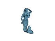 Handcrafted Model Ships K 516 light blue 6 in. Cast Iron Mermaid Hook Rustic Light Blue Whitewashed