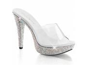Fabulicious TWI18G_S 10 1 in. Platform Glitter Peep Toe Pump Shoe with 80s New Wave Silver Size 10
