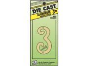 Hy Ko Products DCG 3 3 3 in. Brass Plated Die Cast Number 3