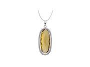 Fine Jewelry Vault UBPDS85647AGHQ Rope Style Rhodium Plating 925 Sterling Silver with Oval Honey Quartz 18 in. Necklace 25 x10 mm.