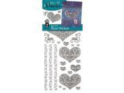 Hot Off The Press HOTP1844 Stickers Silver Stacked Heart