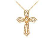 Fine Jewelry Vault UBNPD30807AGVYCZ April Birthstone Cubic Zirconia Cross Pendant in 18K Yellow gold Vermeil over Sterling Silver