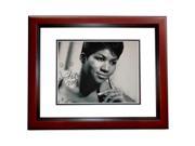 11 x 14 in. Aretha Franklin Autographed Legendary Singer Photo with 2014 and Smiley Face Inscriptions Mahogany Custom Frame