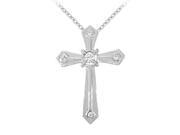 Fine Jewelry Vault UBNPD30345AGCZ April Birthstone Cubic Zirconia Cross Pendant in 925 Sterling Silver