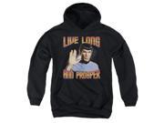 Trevco st Original Live Long And Prosper Youth Pull Over Hoodie Black Medium