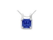 Fine Jewelry Vault UBPD1926AGS September Birthstone Sapphire Pendant in Sterling Silver 0.15 CT TGW