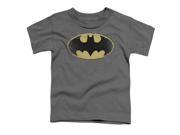 Trevco Batman Distressed Shield Short Sleeve Toddler Tee Charcoal Large 4T