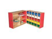 Wood Designs 23633R Shelf Fold Storage With 25 Assorted Trays Strawberry Red