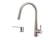 Ruvati RVF1221K1BN Pullout Spray Kitchen Faucet with Soap Dispenser Stainless Steel