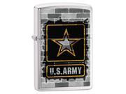 Fox Outdoor 86 15082 Army Logo Brick Zippo Lighter Brushed Chrome