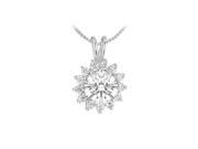 Fine Jewelry Vault UBPD2506AGCZ Rhodium Treated 925 Sterling Silver Pendant with Cubic Zirconia 1.25 Carat TGW