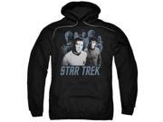 Trevco Star Trek Kirk Spock And Company Adult Pull Over Hoodie Black Extra Large