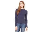 Bella 5001 Womens Stretch Rib Long Sleeve Tee Navy Small