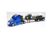 New Ray SS 10383 Kenworth T700 Flatbed with Farm Tractor Trailer Long Hauler Toy Truck Pack of 6