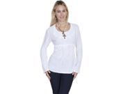 Scully PSL 162 WHT M Womens Cotton Pullover Top With Long Sleeves White Medium