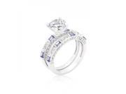Icon Bijoux R08301R C21 09 Clear And Tanzanite Cubic Zirconia Ring Set Size 09